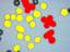 Segmentierung Granulat (gelbe Teilchen nach Formfaktor)